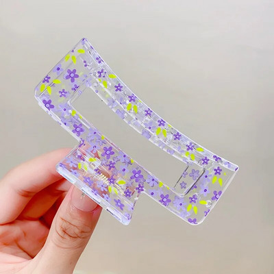New Women Print Flower Hair Claw Tough Πολύχρωμο πλαστικό κλιπ μαλλιών μεγάλου μεγέθους Σφιγκτήρες μαλλιών Καβούρι φουρκέτα Αξεσουάρ μαλλιών Δώρο για κορίτσι