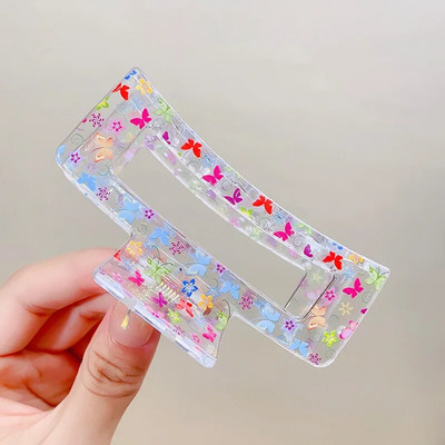 New Women Print Flower Hair Claw Tough Πολύχρωμο πλαστικό κλιπ μαλλιών μεγάλου μεγέθους Σφιγκτήρες μαλλιών Καβούρι φουρκέτα Αξεσουάρ μαλλιών Δώρο για κορίτσι