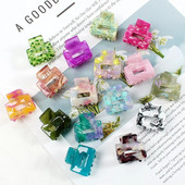 Acetate Mini τετράγωνη κούφια φουρκέτα Crab Claw Clip Γυναικεία κλιπ μαλλιών για κορίτσια Barrettes Πακέτο μπάνιου Αξεσουάρ μαλλιών