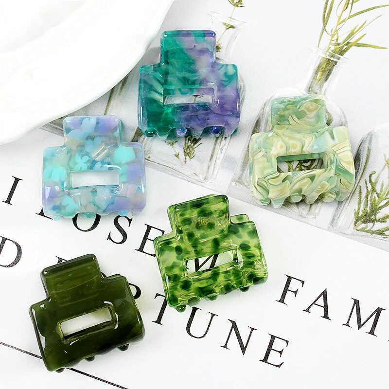 Acetāta mini kvadrātveida doba matu sprādze Krabju spīle Sieviešu matu sprādzes Meiteņu stieņi Vannas komplekti Matu aksesuāri