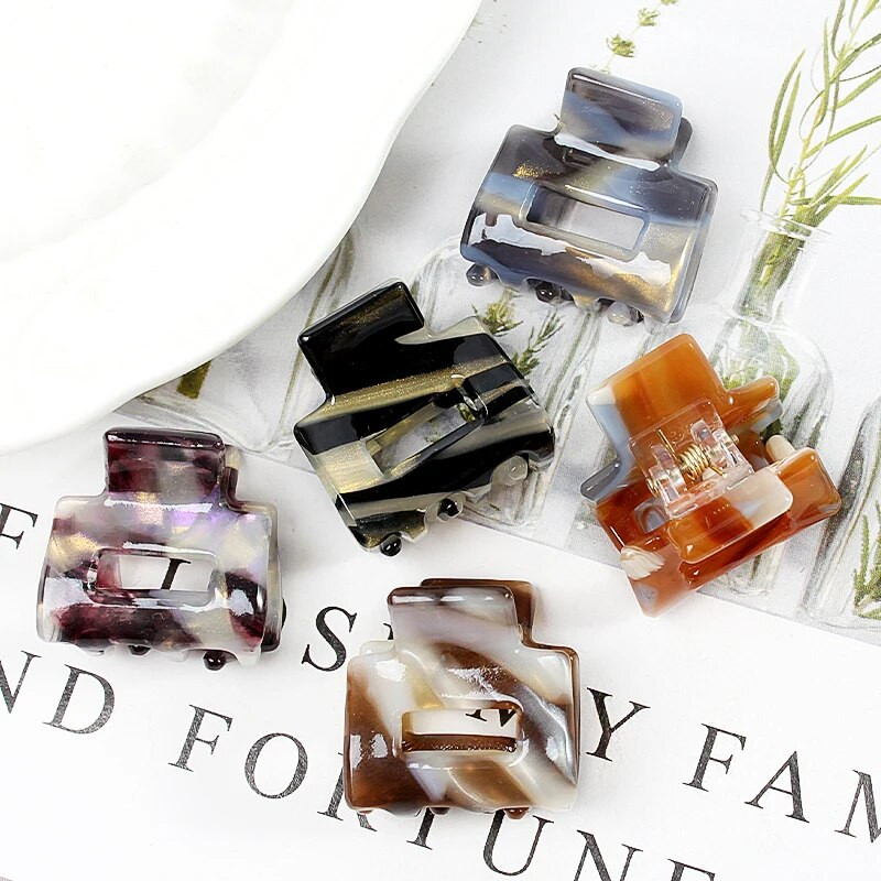 Acetāta mini kvadrātveida doba matu sprādze Krabju spīle Sieviešu matu sprādzes Meiteņu stieņi Vannas komplekti Matu aksesuāri