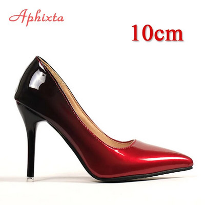 Aphixta New pointed toe Γυναικεία παπούτσια με λεπτό τακούνι Super ψηλά τακούνια ροζ λουλούδια λουστρίνι λουστρίνι πάρτι παπούτσια Woman Plus μέγεθος 48