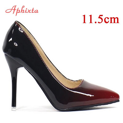 Aphixta New pointed toe Γυναικεία παπούτσια με λεπτό τακούνι Super ψηλά τακούνια ροζ λουλούδια λουστρίνι λουστρίνι πάρτι παπούτσια Woman Plus μέγεθος 48