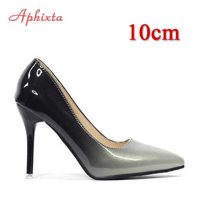 Aphixta New pointed toe Γυναικεία παπούτσια με λεπτό τακούνι Super ψηλά τακούνια ροζ λουλούδια λουστρίνι λουστρίνι πάρτι παπούτσια Woman Plus μέγεθος 48
