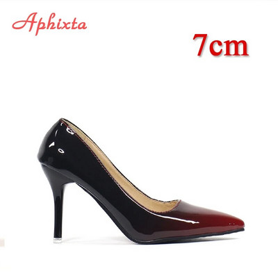 Aphixta New pointed toe Γυναικεία παπούτσια με λεπτό τακούνι Super ψηλά τακούνια ροζ λουλούδια λουστρίνι λουστρίνι πάρτι παπούτσια Woman Plus μέγεθος 48
