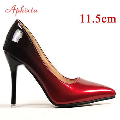 Aphixta New pointed toe Γυναικεία παπούτσια με λεπτό τακούνι Super ψηλά τακούνια ροζ λουλούδια λουστρίνι λουστρίνι πάρτι παπούτσια Woman Plus μέγεθος 48