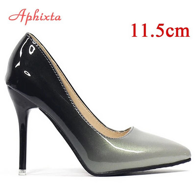 Aphixta New pointed toe Γυναικεία παπούτσια με λεπτό τακούνι Super ψηλά τακούνια ροζ λουλούδια λουστρίνι λουστρίνι πάρτι παπούτσια Woman Plus μέγεθος 48
