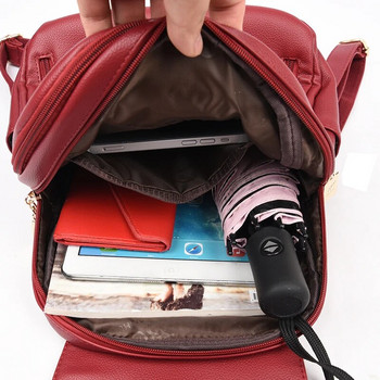 Зима 2023 Дамски кожени раници Модни чанти през рамо Дамска раница за пътуване Ученически чанти Mochilas за момичета