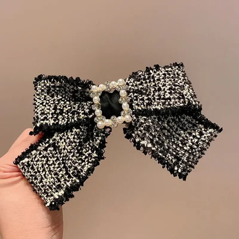 Auduma bantes pušķis matu sprādzes Pērļu kristāla matu sprādzes sievietēm roku darbs sieviešu greznas rotaslietas galvassegas korejiešu matu aksesuāri