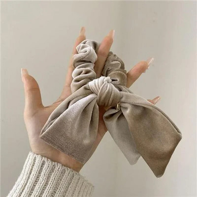 Νέο Vintage βελούδινο φιόγκο Scrunchie Κουνέλι με κόμπο Μαλλιά σχοινί Κορδέλα Ελαστική Αλογοουρά Θήκη Γραβάτα μαλλιών Μασίφ αξεσουάρ για τα μαλλιά χειμώνας