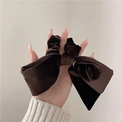 Νέο Vintage βελούδινο φιόγκο Scrunchie Κουνέλι με κόμπο Μαλλιά σχοινί Κορδέλα Ελαστική Αλογοουρά Θήκη Γραβάτα μαλλιών Μασίφ αξεσουάρ για τα μαλλιά χειμώνας