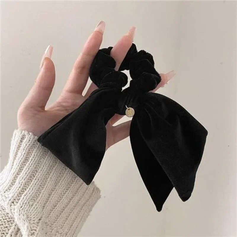 Jauns Vintage Velvet Bow Scrunchie Trušu mezgls Matu Virve Lente Elastīga Zirgastes Turētājs Matu Kaklasaite Masīvi Matu Aksesuāri ziemai