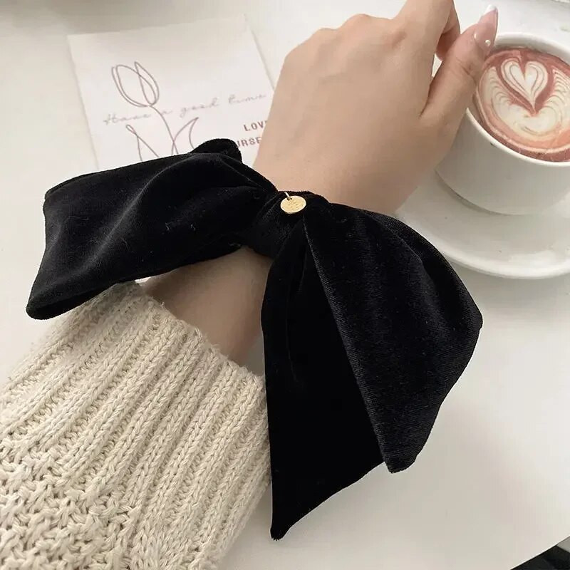 Jauns Vintage Velvet Bow Scrunchie Trušu mezgls Matu Virve Lente Elastīga Zirgastes Turētājs Matu Kaklasaite Masīvi Matu Aksesuāri ziemai