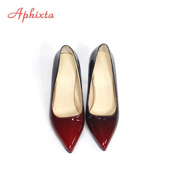 Aphixta Μυτερό Γυναικεία Παπούτσια Λεπτό Τακούνι 10cm Γόβες Μυτερές Δερμάτινα Λουστρίνια Γυναικεία Γυναικεία Μεγάλο Μέγεθος 48