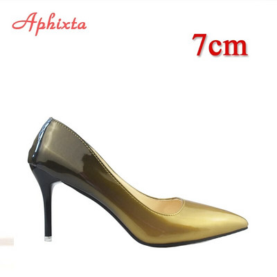 Aphixta Μυτερό Γυναικεία Παπούτσια Λεπτό Τακούνι 10cm Γόβες Μυτερές Δερμάτινα Λουστρίνια Γυναικεία Γυναικεία Μεγάλο Μέγεθος 48