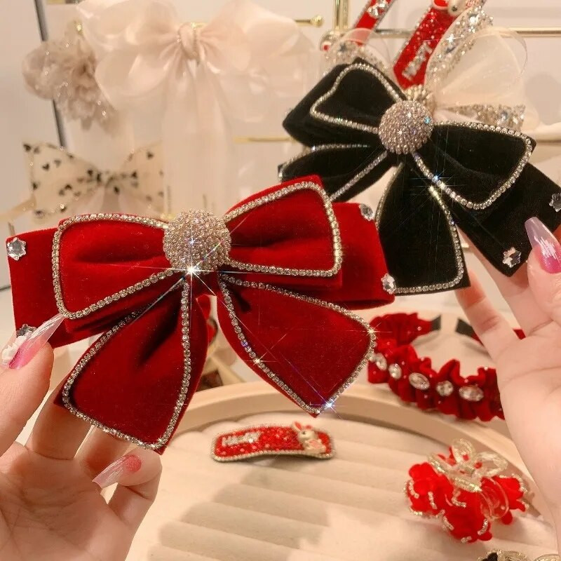 Samta bantes matu sprādzes Kristāla Rhinestone matu sprādzes sievietēm Temperamenta galvassegas Modes Zirgastes Saspraudes Korejas matu aksesuāri