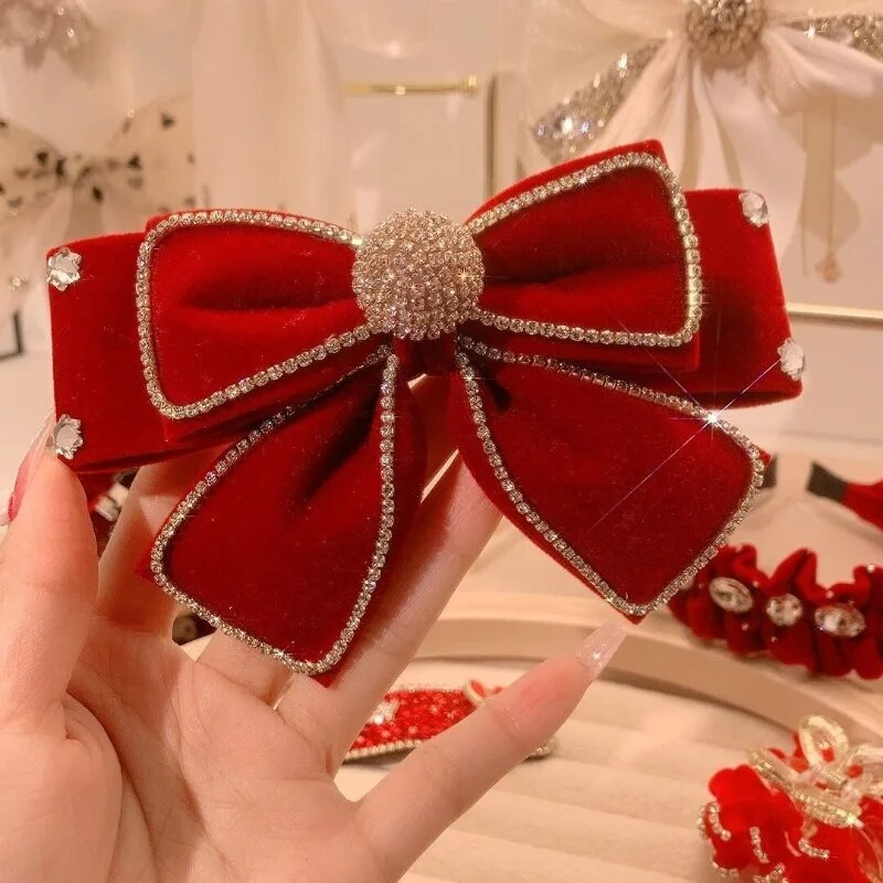 Samta bantes matu sprādzes Kristāla Rhinestone matu sprādzes sievietēm Temperamenta galvassegas Modes Zirgastes Saspraudes Korejas matu aksesuāri