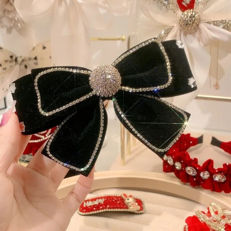 Samta bantes matu sprādzes Kristāla Rhinestone matu sprādzes sievietēm Temperamenta galvassegas Modes Zirgastes Saspraudes Korejas matu aksesuāri