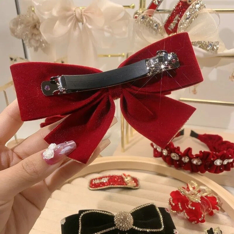 Samta bantes matu sprādzes Kristāla Rhinestone matu sprādzes sievietēm Temperamenta galvassegas Modes Zirgastes Saspraudes Korejas matu aksesuāri