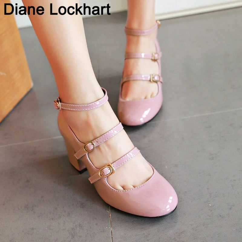 Liela izmēra 34-43 augstpapēžu kurpes Sieviešu kleita ballītei Līgavas Kurpes Sieviešu Platforma Lakāda Mary Janes Pumps Sieviešu apavi zīmols 2024