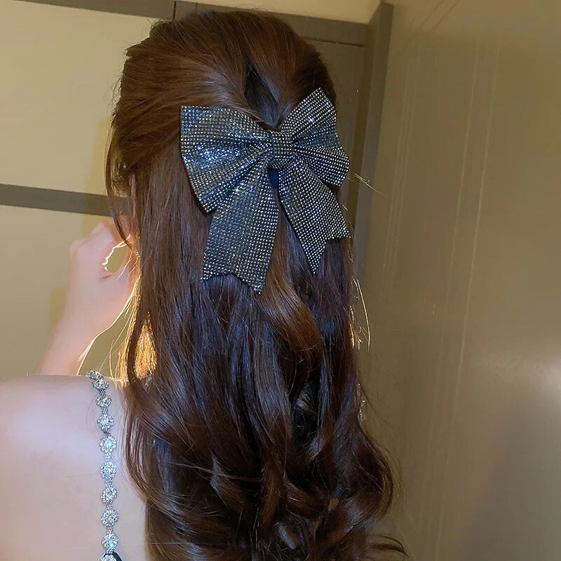 Pilna Rhinestone Bow Knot Clip matadata Korejas Sweet Design Sense Disc matadata piepilsētas matadata meitene