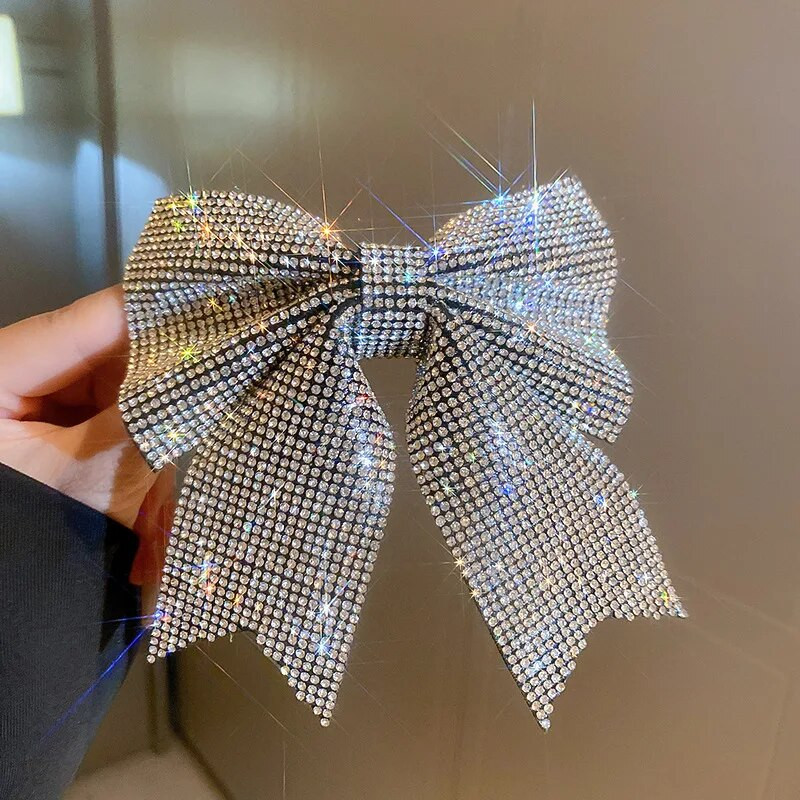 Pilna Rhinestone Bow Knot Clip matadata Korejas Sweet Design Sense Disc matadata piepilsētas matadata meitene
