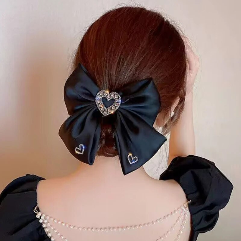Jauni auduma loki matu sprādzes Kristāla sirds formas atsperu sprādzes matu sprādzes sievietēm Barrettes korejiešu galvassegas meiteņu matu aksesuāri