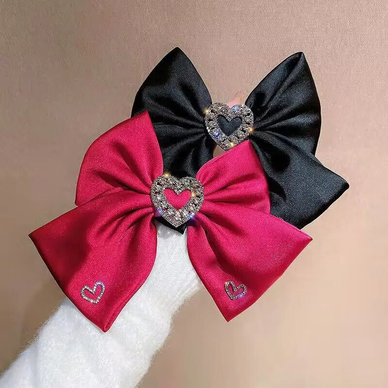 Jauni auduma loki matu sprādzes Kristāla sirds formas atsperu sprādzes matu sprādzes sievietēm Barrettes korejiešu galvassegas meiteņu matu aksesuāri