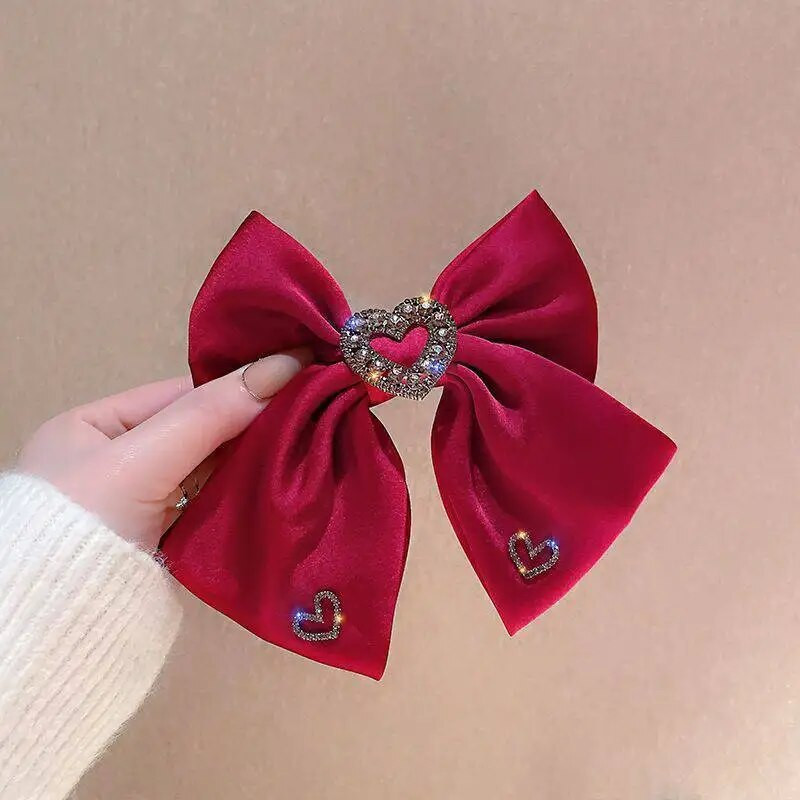 Jauni auduma loki matu sprādzes Kristāla sirds formas atsperu sprādzes matu sprādzes sievietēm Barrettes korejiešu galvassegas meiteņu matu aksesuāri