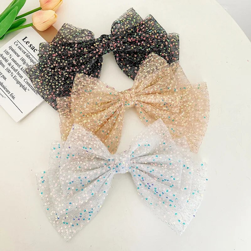 Liela izmēra, melna flitera loka matu sprādze meitenēm 2023. gada jauna augstākās klases pavasara saspraude Galvas aizmugures sprādze Matu aksesuāri Matadata