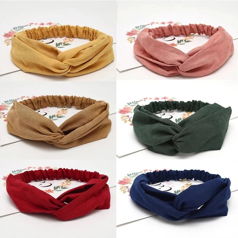 Sieviešu vasaras zamšādas galvas saite Vintage Cross Knot turbāna elastīgās matu lentes Mīkstas cietas meiteņu matu lentes Galvassegas Matu aksesuāri