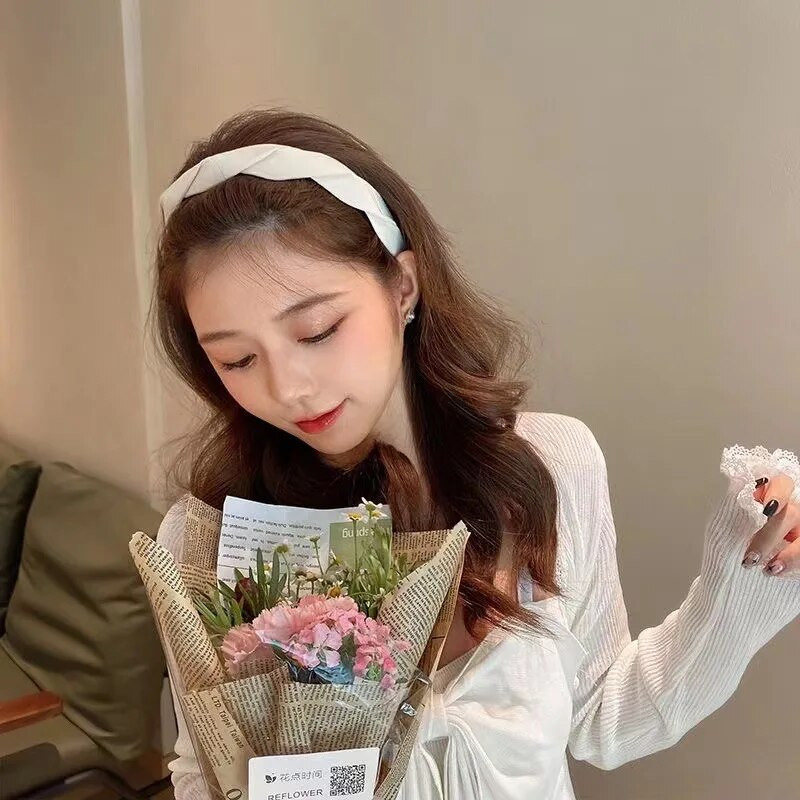 Jauna modes Korejas retro pinuma galvas saite sievietēm, plati sāni, sieviešu matu lente vienkrāsains galvassegas meiteņu matu aksesuāri