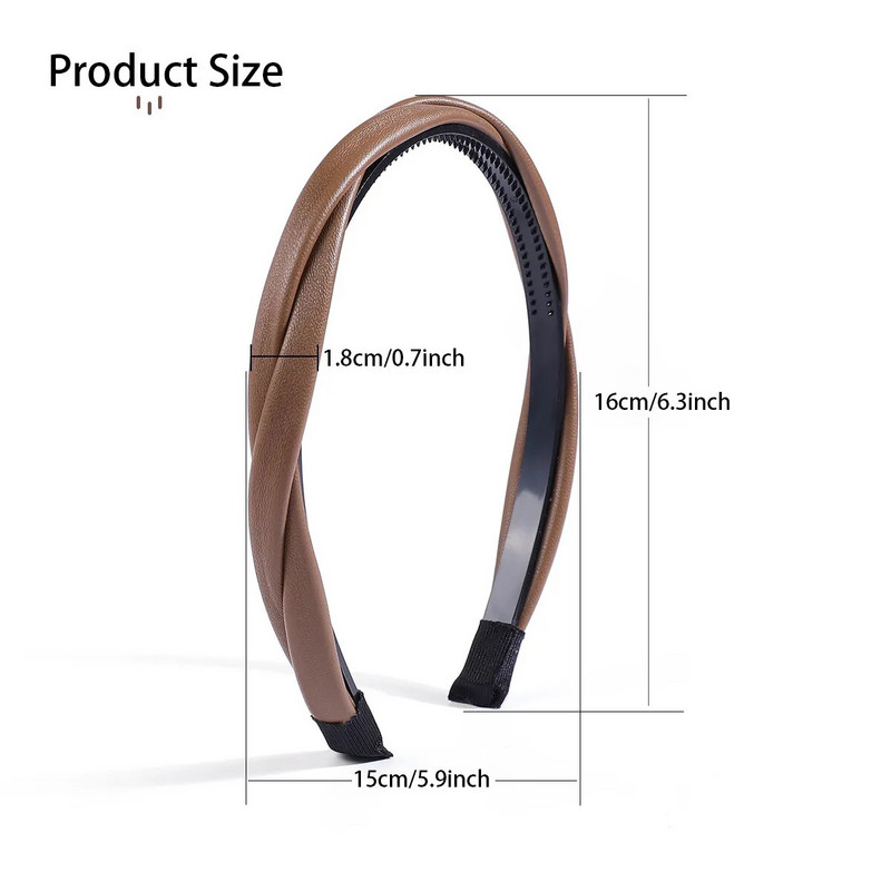 Jauna Pu ādas pīta galvas saite Kafijas bēša melna savīta matu lente sievietēm meitenēm vienkārša matu lente sieviešu matu aksesuāri