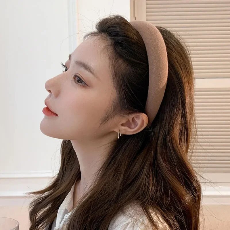 Modes polsterētas galvas lentes sievietēm Plats samta rāmis Matu lente Matu stīpa Meiteņu Sūklis Biezs Vienkrāsains Matu Aksesuāri Galvassegas