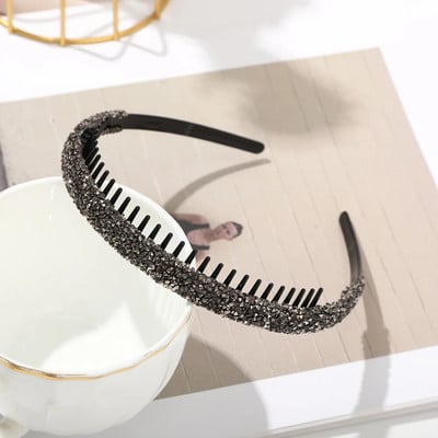 Cercete de păr anti-alunecare cu strasuri Benzi elastice dintate pentru femei Cercuri de păr de lux strălucitoare Accesorii pentru lunetă