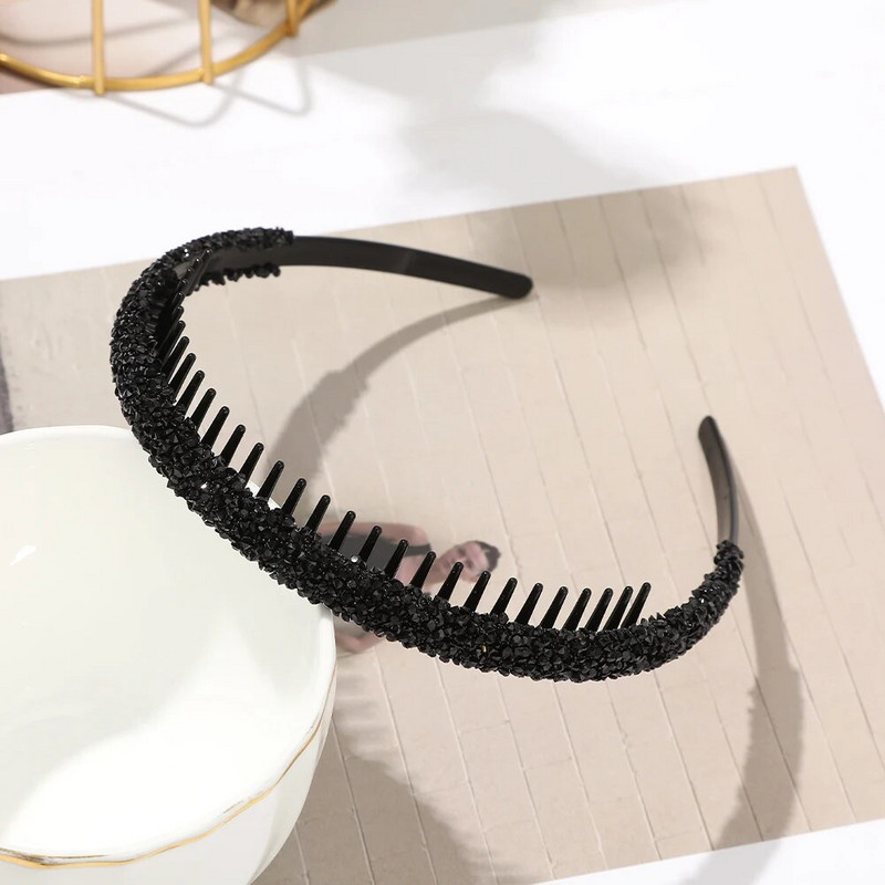 Neslīdošs Rhinestone matu stīpas Sieviešu zobainas elastīgas galvas lentes sievietēm Spīdīgas, greznas matu stīpas Apmales aksesuāri