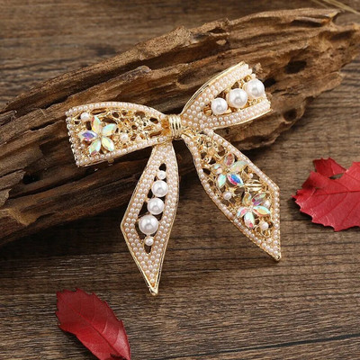 Creative Pearl Bow Spring Clip Γυναικεία Κομψά Αξεσουάρ Μαλλιά Πίσω Υπολογιστής Κουτάλι Κλιπ ουράς αλόγου Κούφια ελαφριά πολυτελή μαλλιά