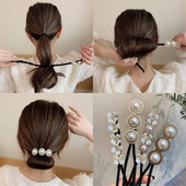 Κομψό κοχύλι Pearl Lazy μπουκλές μαλλιών με φιόγκο Barrettes πλεκτά μαλλιά τεχνούργημα Vintage γυναίκες Flower DIY Hair Maker Tools Scrunchies