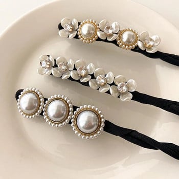 Elegant Shell Pearl Lazy Hair Maker Bow Barrettes Плетена коса Артефакт Vintage Women Flower Направи си сам Инструменти за коса Maker Scrunches