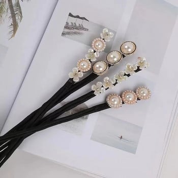 Elegant Shell Pearl Lazy Hair Maker Bow Barrettes Плетена коса Артефакт Vintage Women Flower Направи си сам Инструменти за коса Maker Scrunches