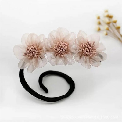 Κομψό κοχύλι Pearl Lazy μπουκλές μαλλιών με φιόγκο Barrettes πλεκτά μαλλιά τεχνούργημα Vintage γυναίκες Flower DIY Hair Maker Tools Scrunchies