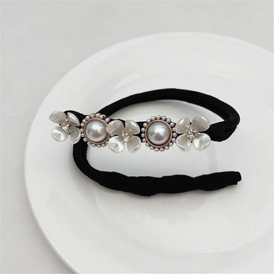 Κομψό κοχύλι Pearl Lazy μπουκλές μαλλιών με φιόγκο Barrettes πλεκτά μαλλιά τεχνούργημα Vintage γυναίκες Flower DIY Hair Maker Tools Scrunchies