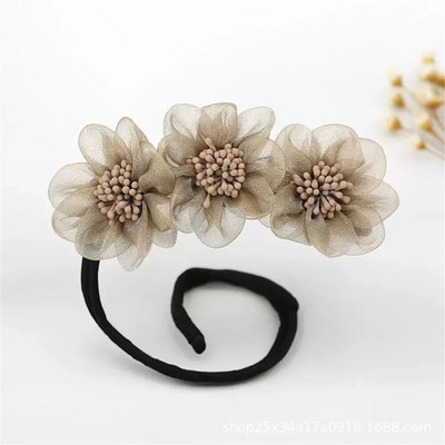 Κομψό κοχύλι Pearl Lazy μπουκλές μαλλιών με φιόγκο Barrettes πλεκτά μαλλιά τεχνούργημα Vintage γυναίκες Flower DIY Hair Maker Tools Scrunchies
