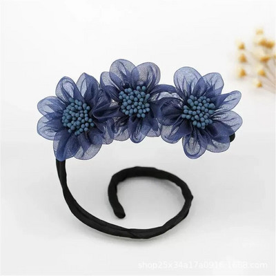 Κομψό κοχύλι Pearl Lazy μπουκλές μαλλιών με φιόγκο Barrettes πλεκτά μαλλιά τεχνούργημα Vintage γυναίκες Flower DIY Hair Maker Tools Scrunchies