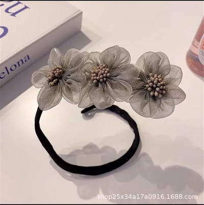 Κομψό κοχύλι Pearl Lazy μπουκλές μαλλιών με φιόγκο Barrettes πλεκτά μαλλιά τεχνούργημα Vintage γυναίκες Flower DIY Hair Maker Tools Scrunchies