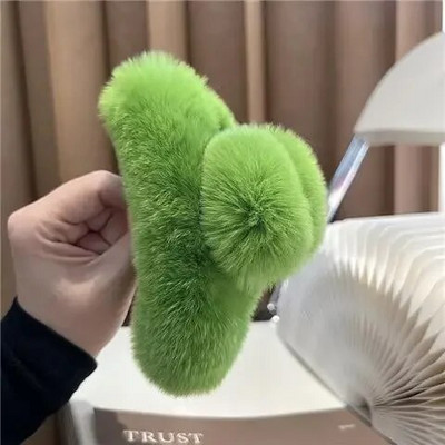 1PC15CM Νέο τεχνητό τρίχωμα κουνελιού Μεγάλο κλιπ σύσφιξης Χαριτωμένα βελούδινα αξεσουάρ για τα μαλλιά Πίσω σέσουλα χαριτωμένα κλιπ μαλλιών Νύχι κορεατικού στιλ