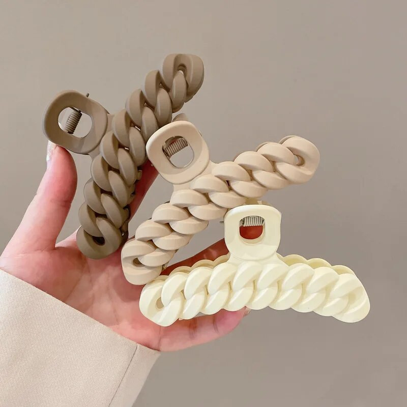 Lielas zirgastes greznas matu sprādzes sievietēm korejiešu spīļu sprādzes bieziem matiem, netīras krāsas krabju spīlēm matu aksesuāri sievietēm