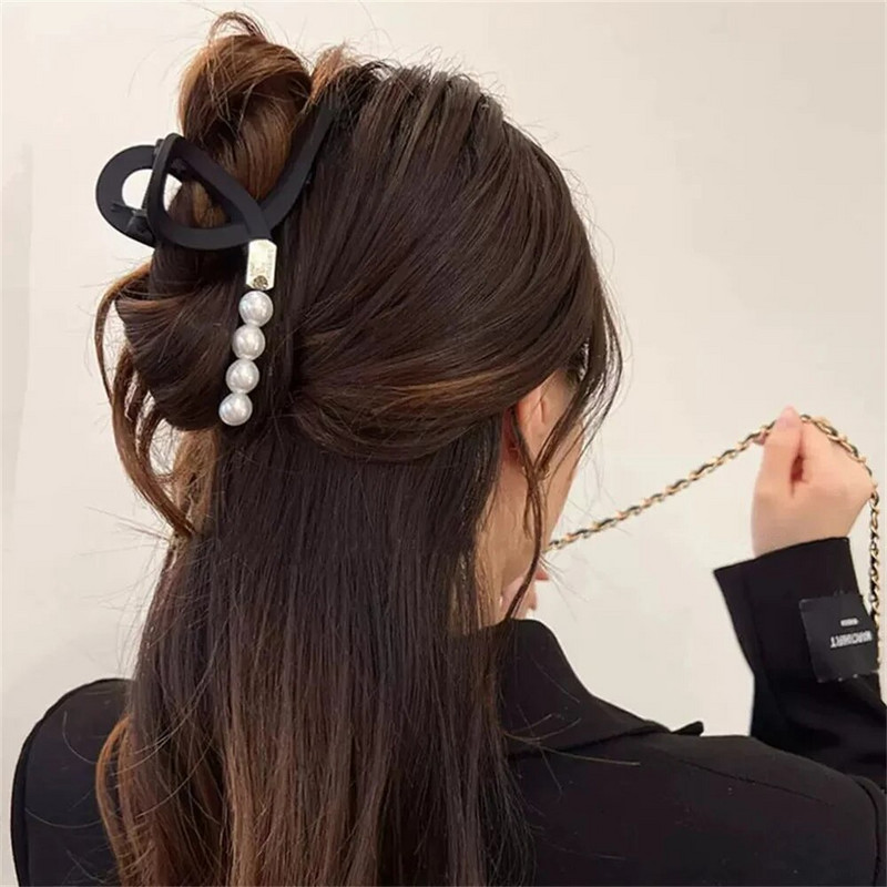 Eleganta Pērļu imitācija Rhinestone Matu Spīles Retro krustoti Haizivs Barrettes Matēta tekstūra Vasaras modes matu aksesuāri