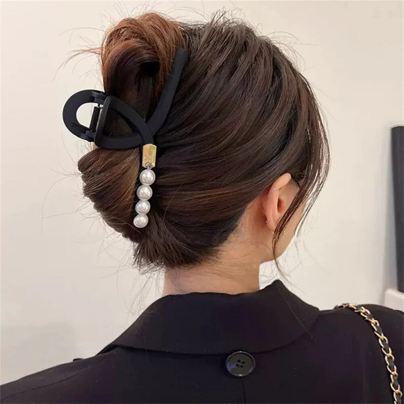 Eleganta Pērļu imitācija Rhinestone Matu Spīles Retro krustoti Haizivs Barrettes Matēta tekstūra Vasaras modes matu aksesuāri