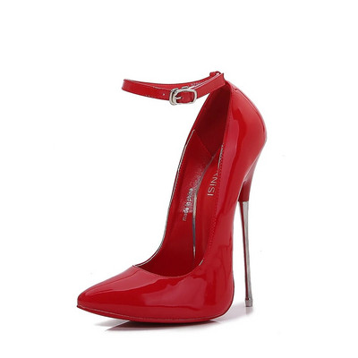 Σέξι λουστρίνι Φετιχισμός Solid Pumps Μεταλλικό Τακούνι Γυναικεία Παπούτσια Pointy Stiletto 16 CM Σούπερ Ψηλοτάκουνα Σανδάλια Μεγάλο Μέγεθος 46
